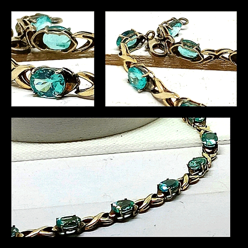 Vintage Apatite Sterling Silver w/ Gold Overlay Bracelet.